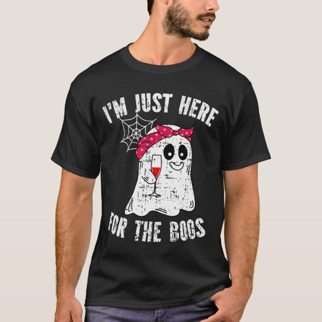 Jag är här för Boos Funny Halloween Ghost T Shirt (Framsida)