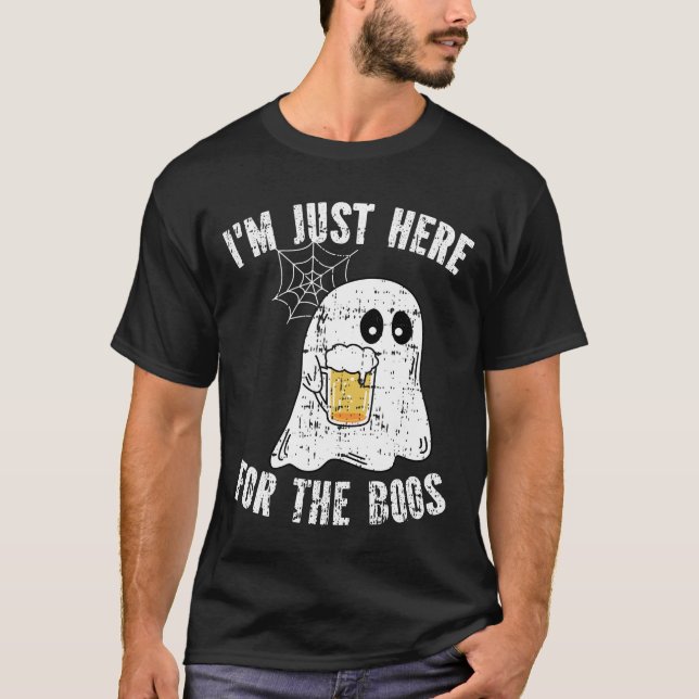 Jag är här för Boos Funny Halloween Ghost T Shirt (Framsida)