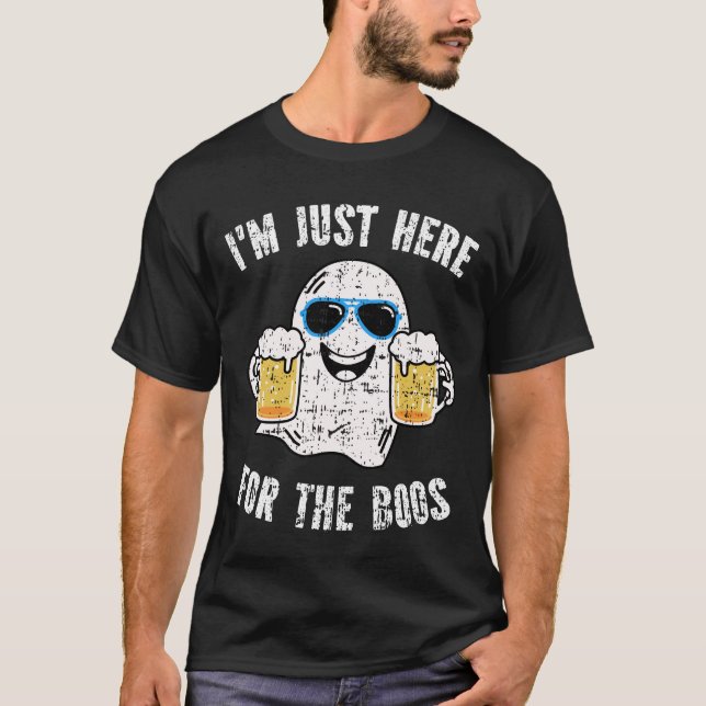 Jag är här för Boos Funny Halloween Ghost T Shirt (Framsida)