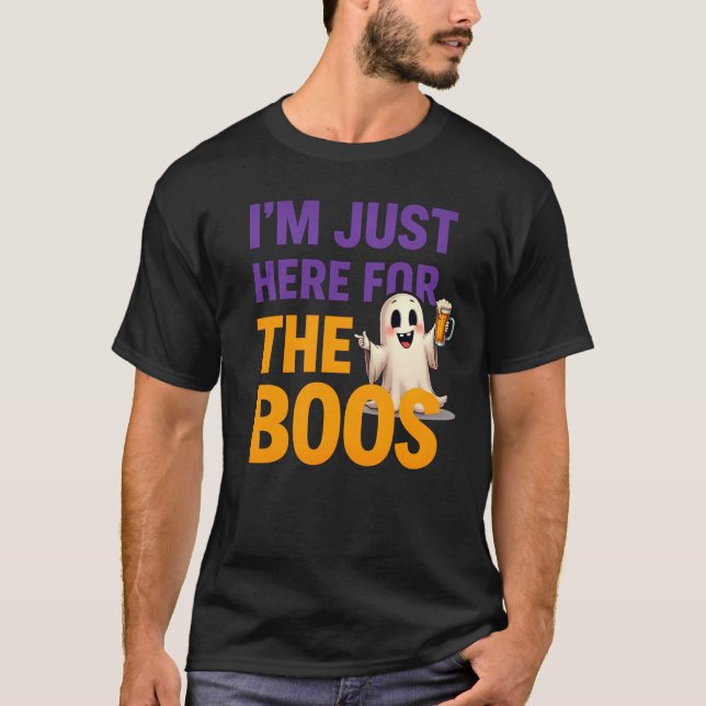 Jag är här för Boos Funny Halloween Ghost T Shirt (Framsida)