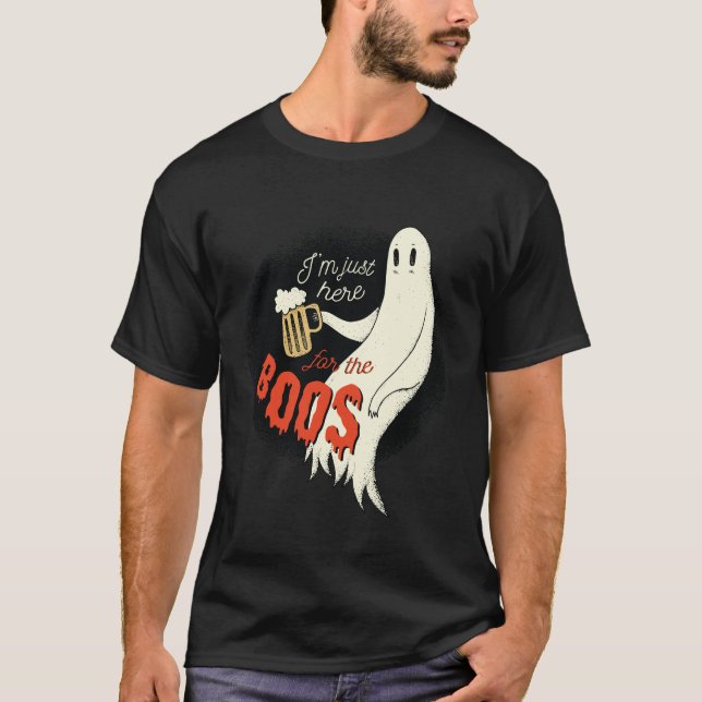 Jag är här för BOOS FUNNY Halloween Ghost T Shirt (Framsida)