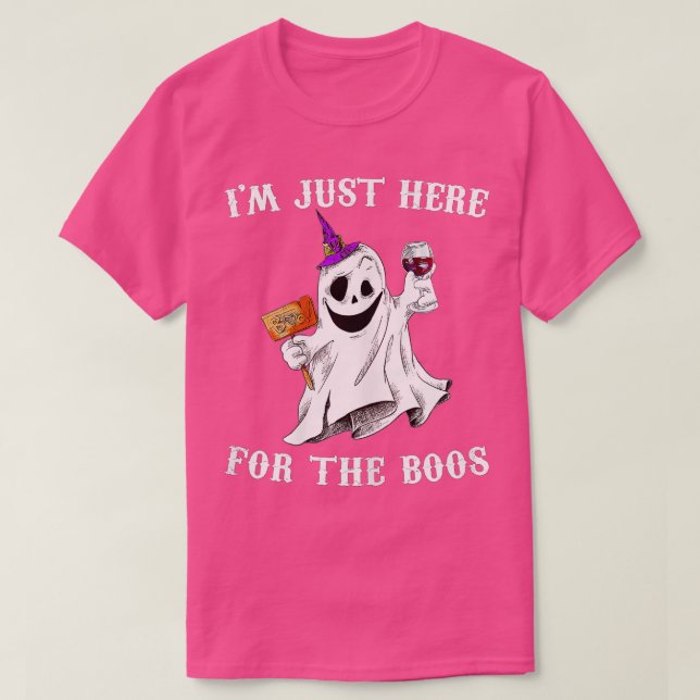 Jag är här för Boos Funny Halloween Ghost T Shirt (Design framsida)