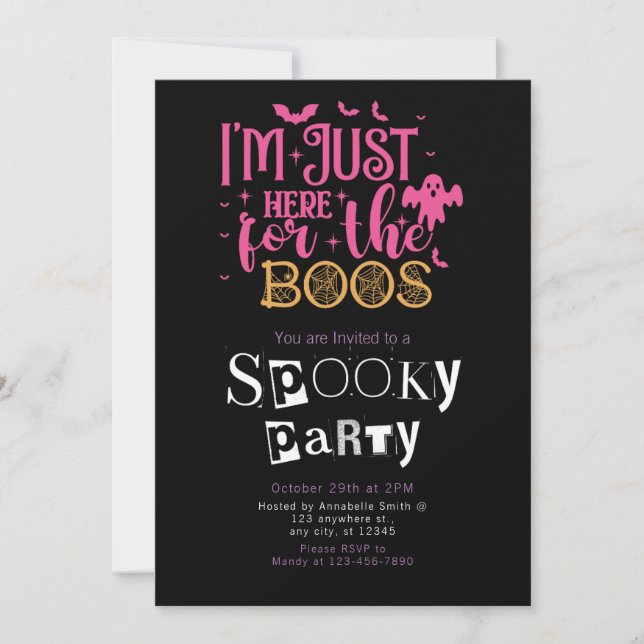 Jag är här för Boos Halloween fest Inbjudningar (Framsida)
