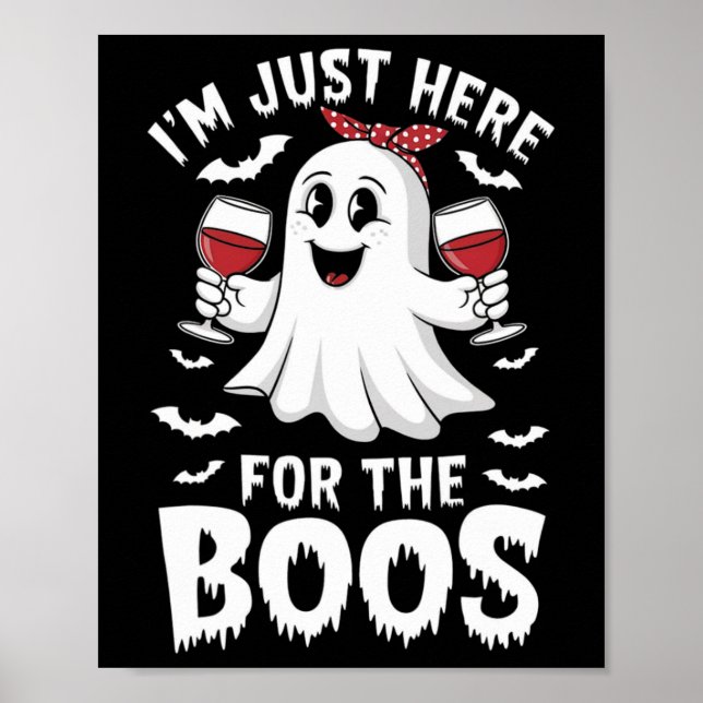 Jag är här för Boos Halloween Women Ghost G Poster (Framsidan)