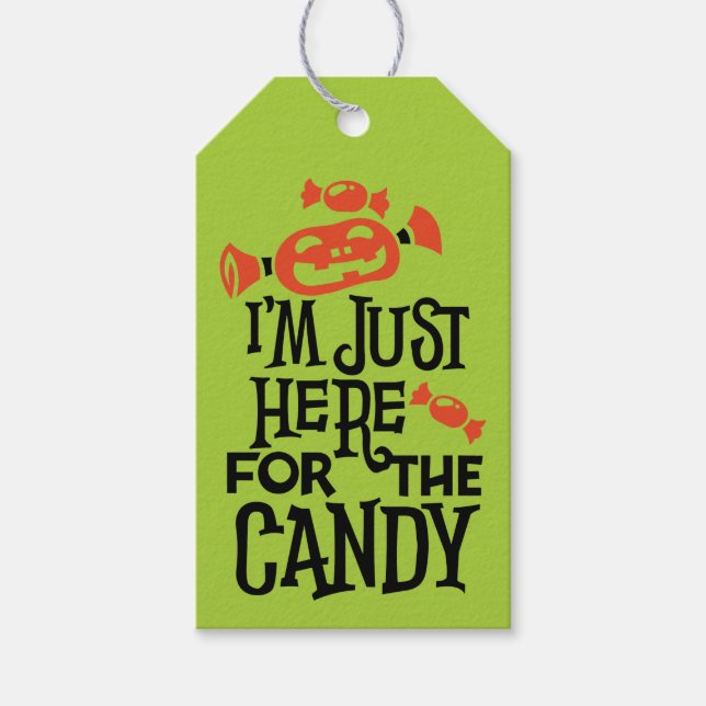 Jag är här för Candy Grönt Halloween fest Presentetikett (Framsidan)