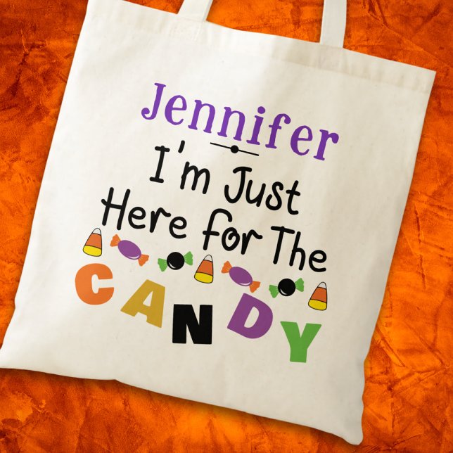 Jag är här för Candy Halloween Namn Tygkasse (Skapare uppladdad)