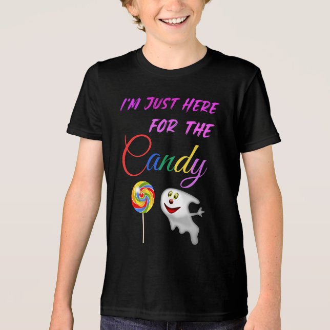 Jag är här för Candy - Rainbow Lollipop T Shirt (Framsida)