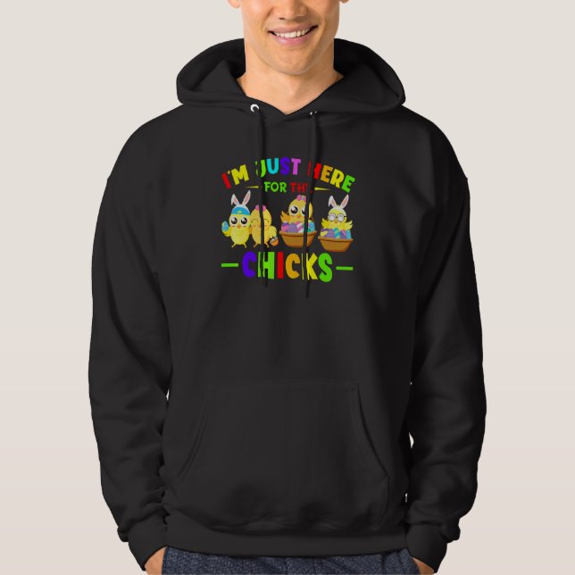 Jag är här för Chickarna Påskägg Eas Hoodie (Framsida)