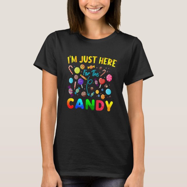 Jag är här för godiset Halloween Candy Party T Shirt (Framsida)
