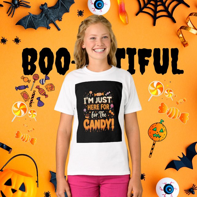Jag är här för godiset! - Halloween Girl T Shirt (I'M JUST HERE FOR THE CANDY GIRLS' T-SHIRT)