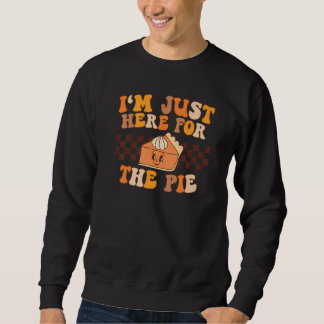 Jag är här för Paj Retro Groovy Thanksgiin Lång Ärmad Tröja