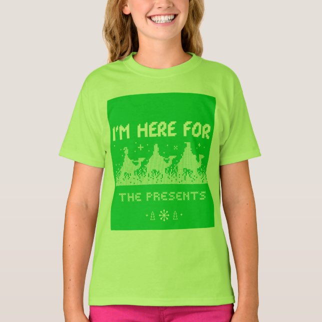 Jag är här för presenterna t shirt (Framsida)