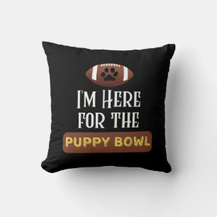 Jag är här för Rolig hund Puppy Bowl Kudde