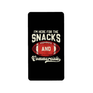 Jag är här för snacks och reklamfilmer fotboll adressetikett