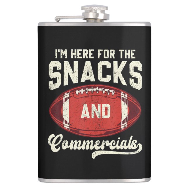 Jag är här för snacks och reklamfotboll fickplunta (Framsidan)