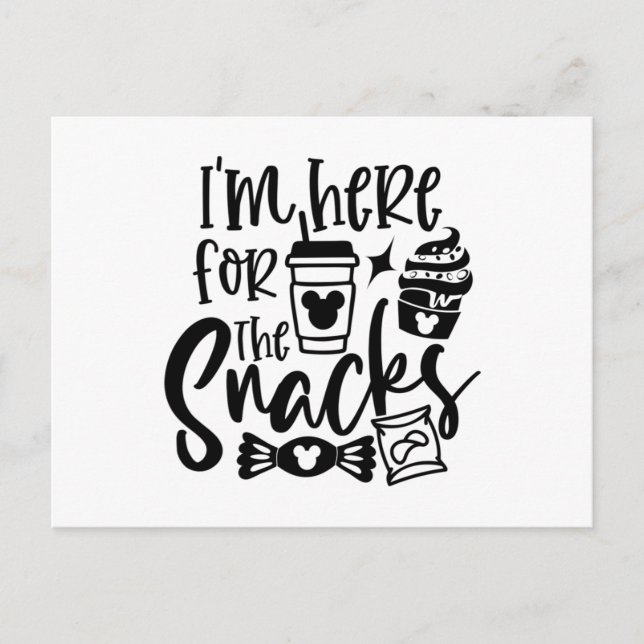 Jag är här för Snacks Vykort (Framsida)