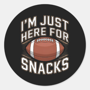 Jag är här för snacksroligt fotboll för fans 1 runt klistermärke