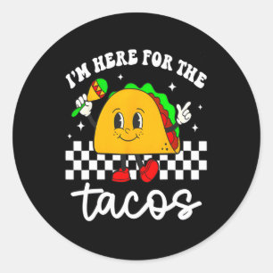Jag är här för Tacos Cinco De Mayo Småbarn Mexico Runt Klistermärke