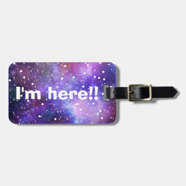 JAG ÄR HÄR! Tönsamt bagageutrymme namn bricka tema Bagagebricka (Horisontell Framsida)