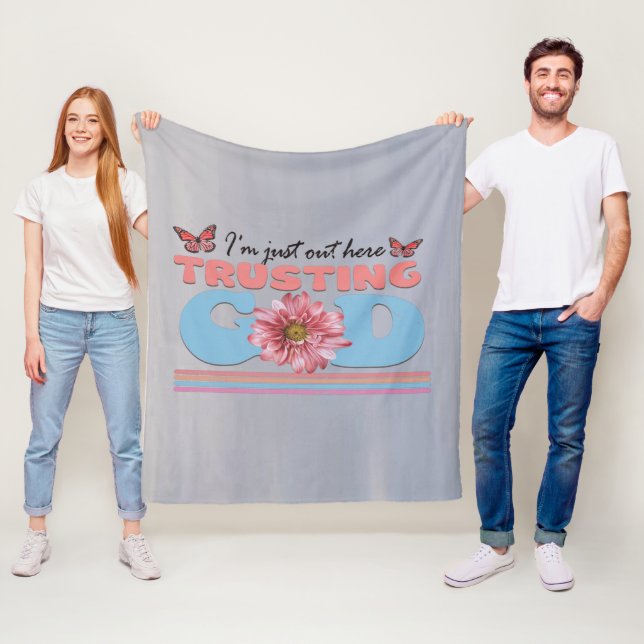 Jag är här ute och litar på Gud Blanket Fleecefilt (På plats)