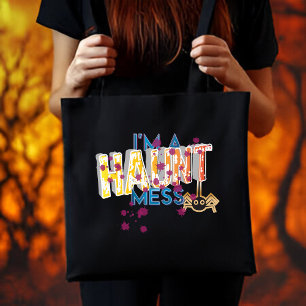 "Jag är Haunt " Spooky Halloween Typography Quote Tygkasse