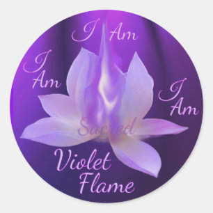 Jag Är Helig Violett Flamma Med Lotus Runt Klistermärke