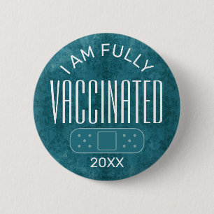 Jag är helt vaccinerad - Girly Blue med År Knapp