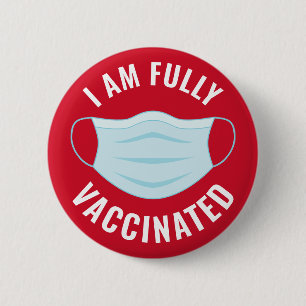 Jag är helt vaccinerad - ingen mask behövs - rö knapp