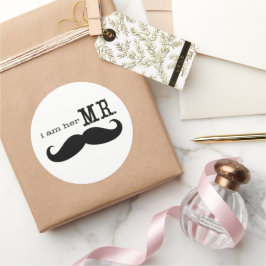 Jag är hennes mr Mustache Groom Runt Klistermärke
