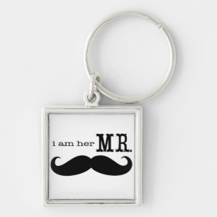 Jag är hennes mr Mustache Grooms-gåvor Fyrkantig Silverfärgad Nyckelring