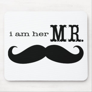 Jag är hennes mr Mustache Grooms-gåvor Musmatta