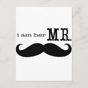 Jag är hennes mr Mustache Grooms-gåvor Vykort
