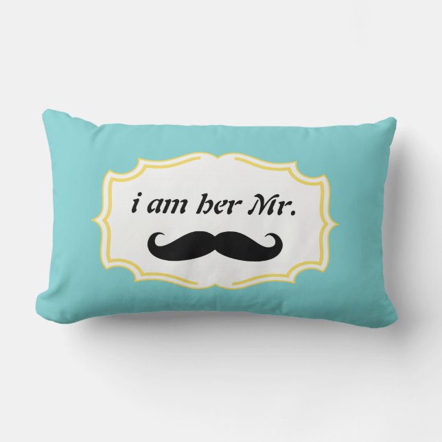 Jag är hennes mr Mustard Gult Mustache Pillow Lumbarkudde (Framsida)