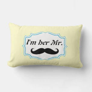 Jag är hennes mr Mustard Gult Mustache Pillow Lumbarkudde
