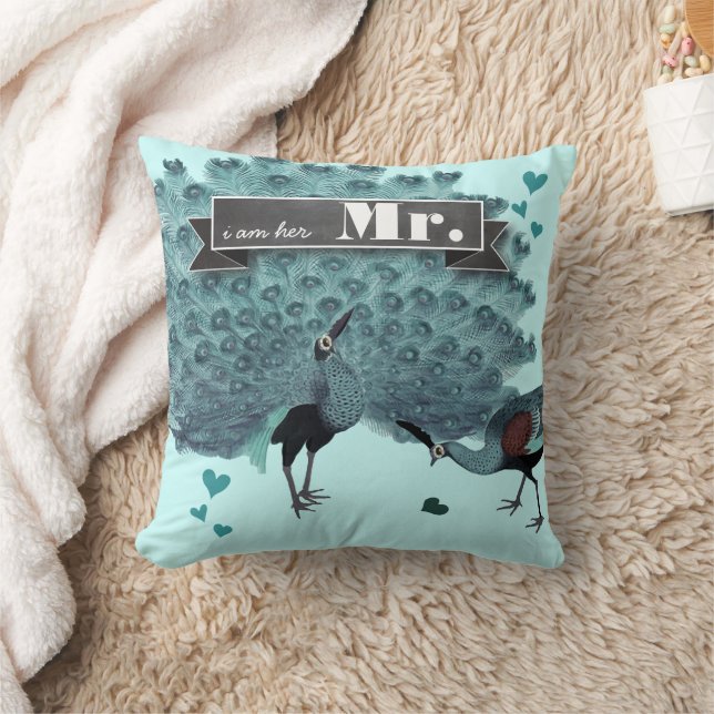 Jag är hennes mr Peacock Pillow Kudde (Filt)