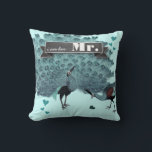 Jag är hennes mr Peacock Pillow Kudde<br><div class="desc">Teal Aqua Vintage Modern inbjudningar till fotbolls-bröllop</div>