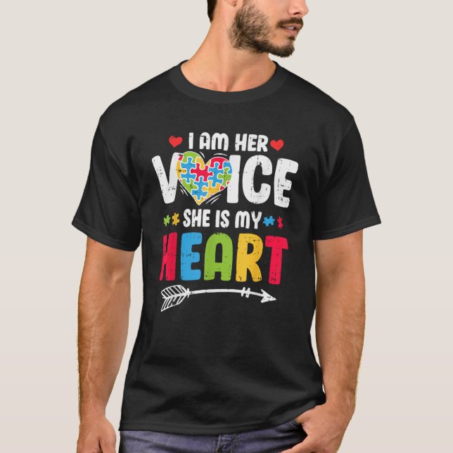 Jag är hennes röst.. Hon är min hjärtepuzzel Biet  T Shirt (Framsida)