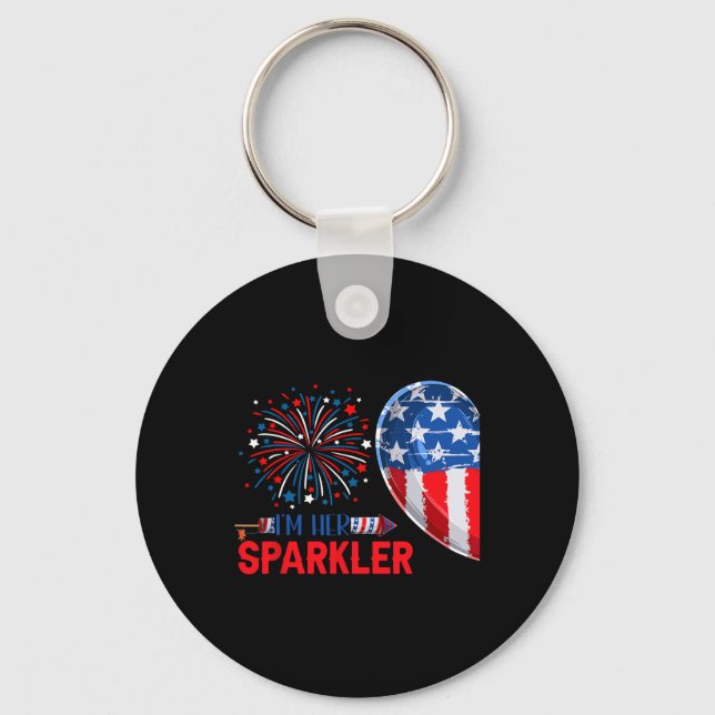 Jag är hennes sparkler 4:e juli. nyckelring (Framsida)