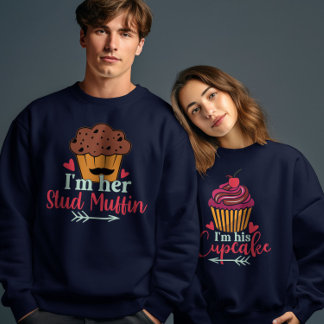 Jag är hennes stud Muffin Valentines day par Match Lång Ärmad Tröja