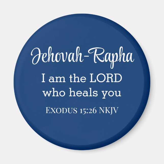 Jag är Herren som heals dig Bible Verse Blue Magnet (Framsidan)
