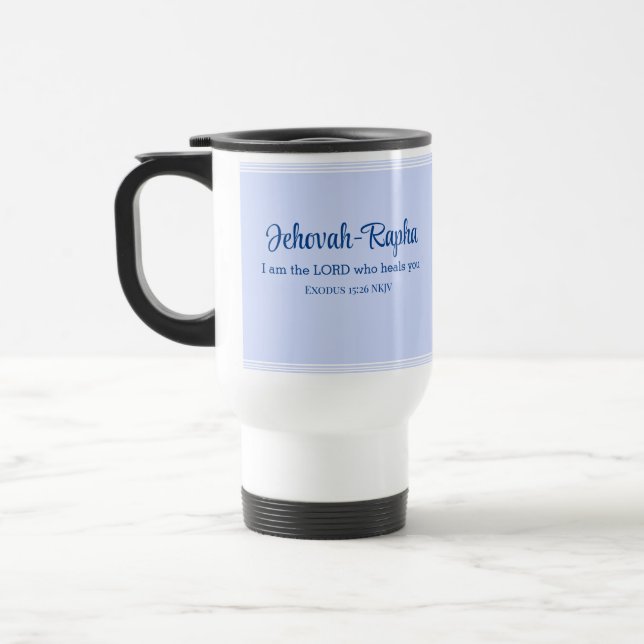 Jag är Herren som heals er Bible Verse Light Blue Resemugg (Vänster)