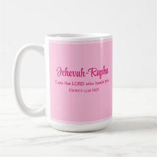 Jag är Herren som heals er Bible Verse Ljus rosa Kaffemugg