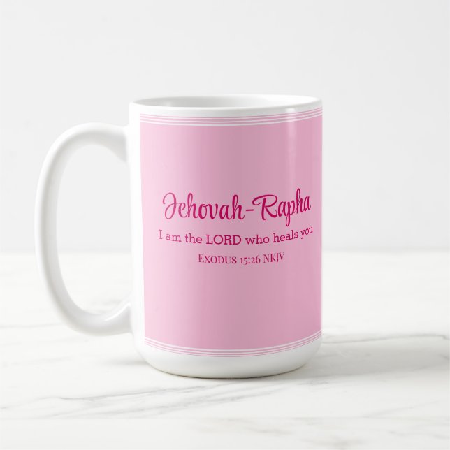 Jag är Herren som heals er Bible Verse Ljus rosa Kaffemugg (Vänster)
