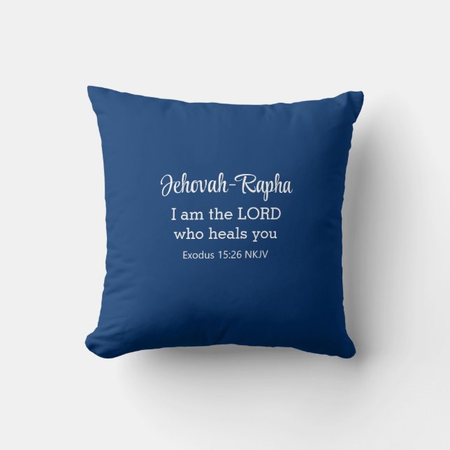 Jag är Herren som heals er bible Verse Navy Blue Kudde (Framsida)