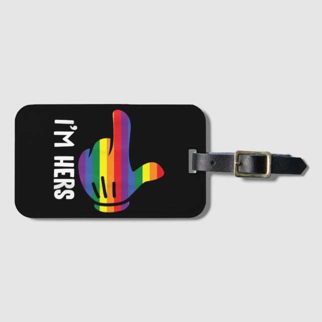 Jag är Hers Rainbow Lesbisk Couple LGBT Pride M Bagagebricka (Framsida horisontal)