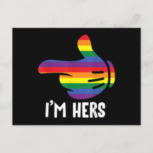 Jag är Hers Rainbow Lesbisk Couple LGBT Pride M Helg Vykort