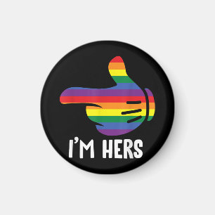 Jag är Hers Rainbow Lesbisk Couple LGBT Pride M Magnet