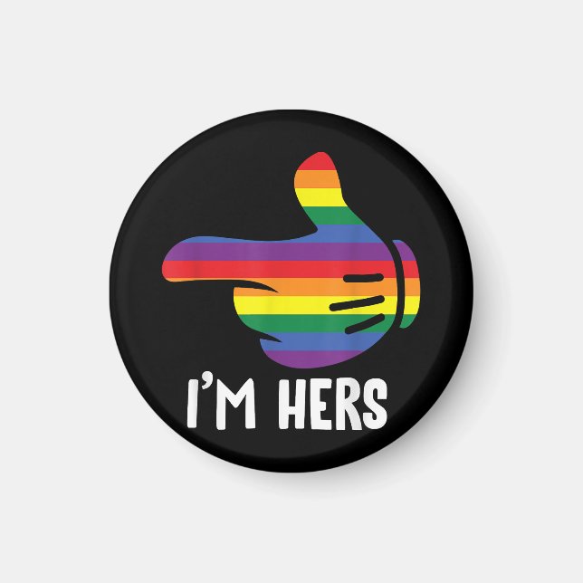 Jag är Hers Rainbow Lesbisk Couple LGBT Pride M Magnet (Framsidan)