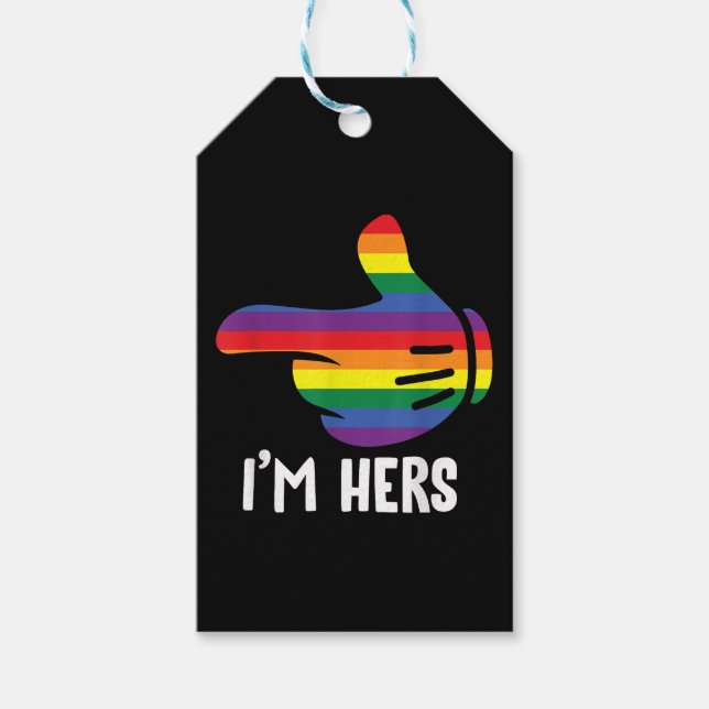 Jag är Hers Rainbow Lesbisk Couple LGBT Pride M Presentetikett (Framsidan)