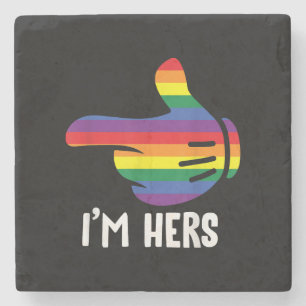 Jag är Hers Rainbow Lesbisk Couple LGBT Pride M Stenunderlägg